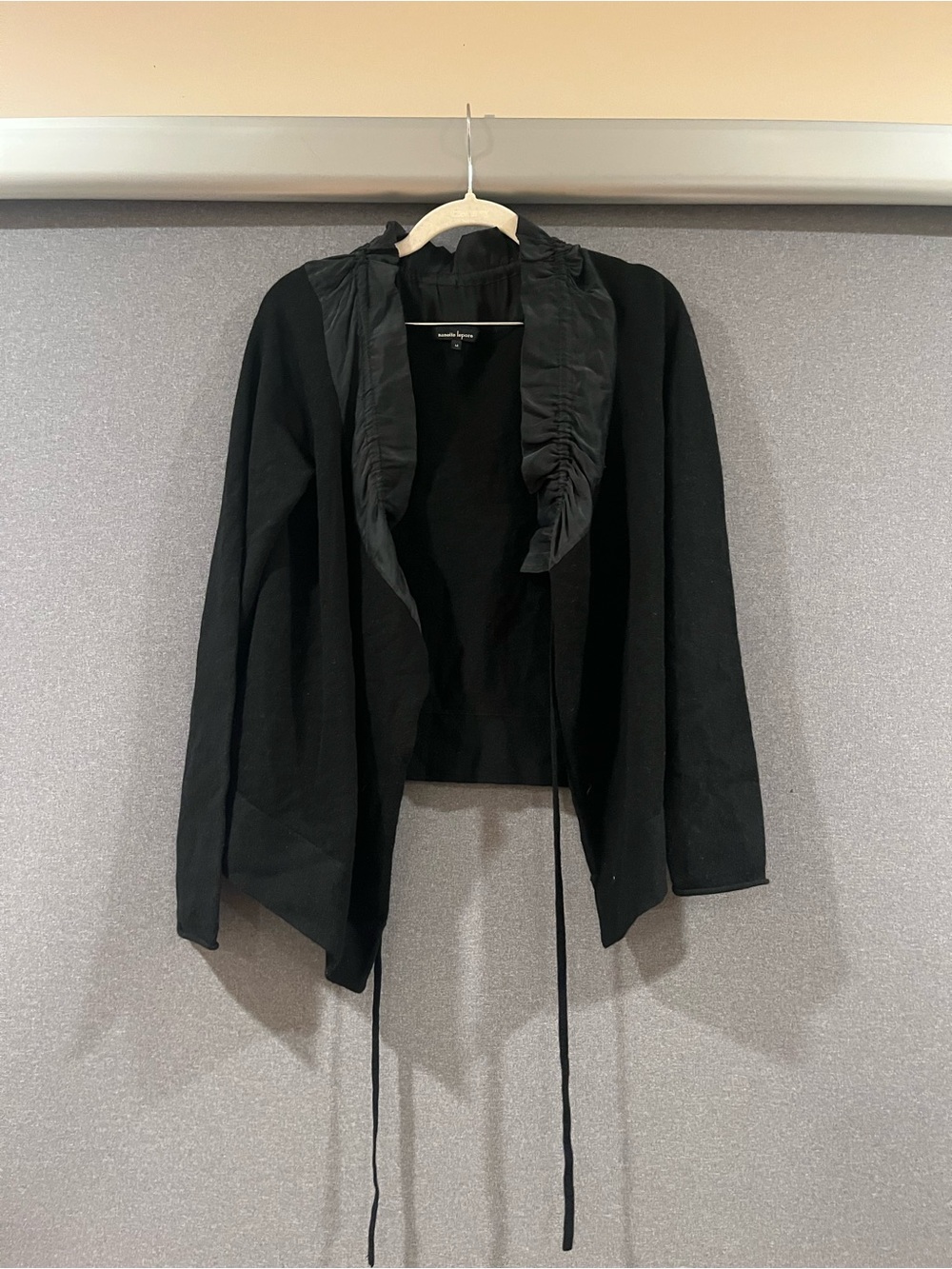 Nanette Lepore Black Ruffle-Trim Open Front Cardigan